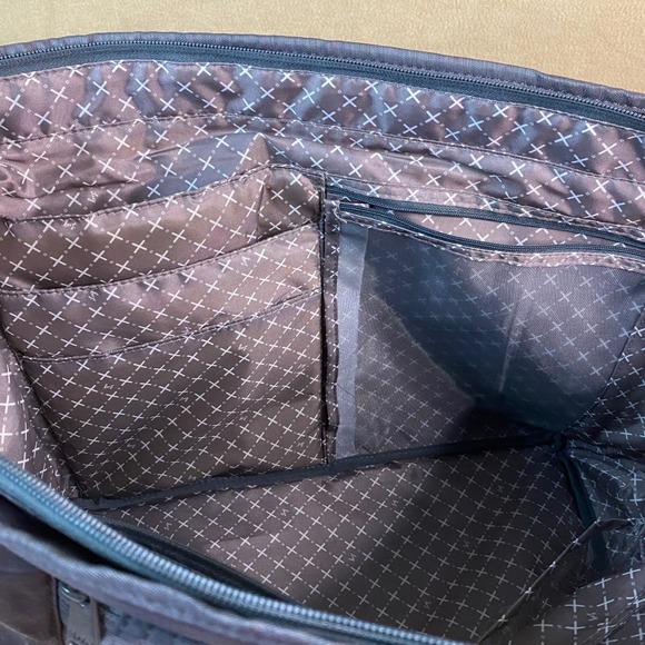 Lug Avion & Punter Quilted Tote Bag Set Sparkle Bottom Gray Travel Weekender EUC - Picture 6 of 13